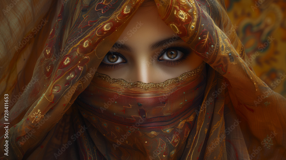 Beautiful eyes of oriental woman in burqa, Islam, hijab Beautiful eyes of oriental woman in burqa, Islam, hijab