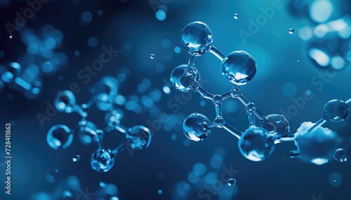 Abstract blue molecules background, chemical compounds for pharmacy or medicine theme backdrop