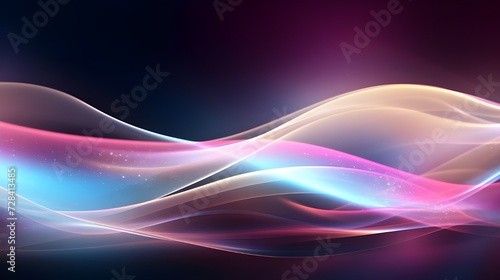 A fantastic wallpaper with neon wave lines and bokeh lights Illustration generative AI 