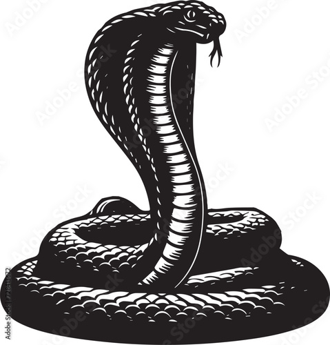 Black Mamba Snake Silhouette, Isolated Vector Illustration