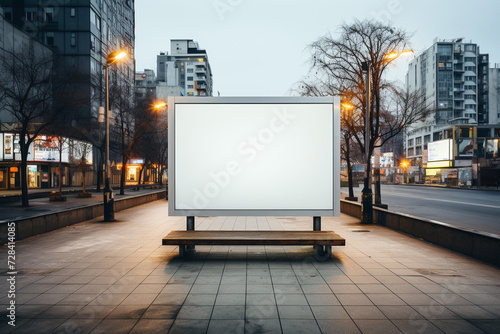 blank empty white billboard for advertisement on the street generative by ai