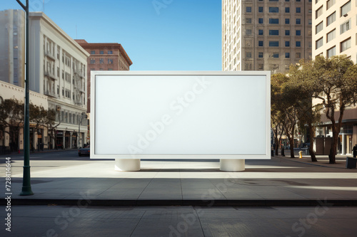 blank empty white billboard on the street for advertisement generative by ai