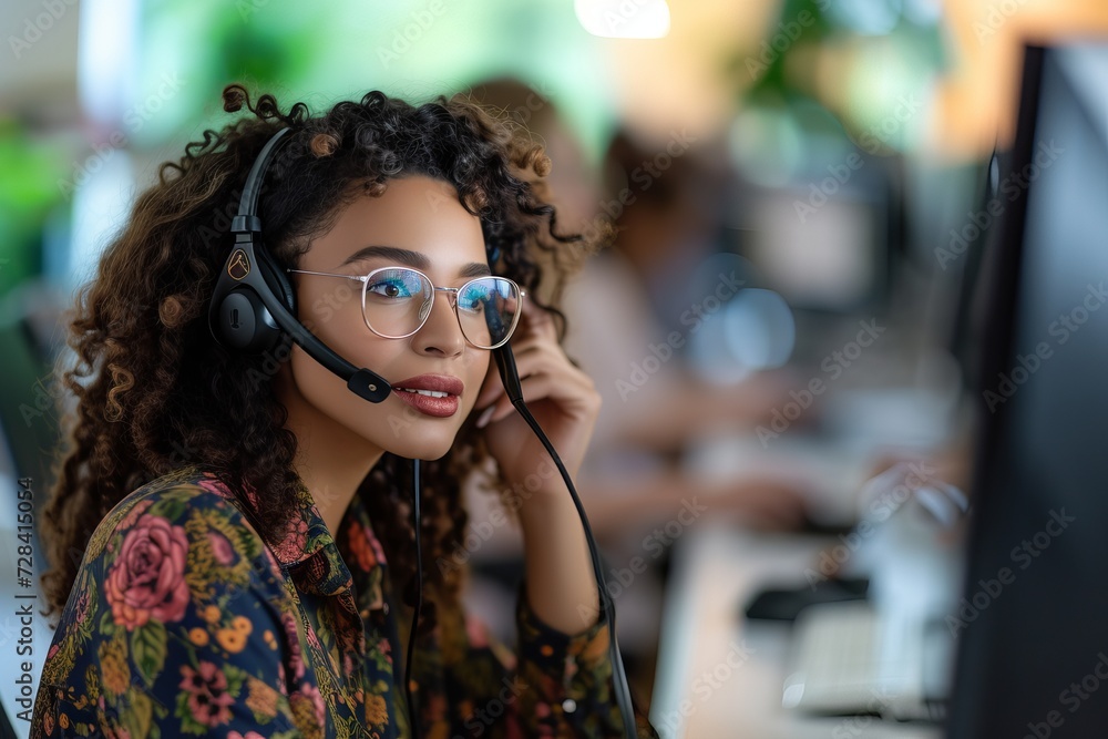 Young friendly operator woman agent, Young friendly operator woman agent,