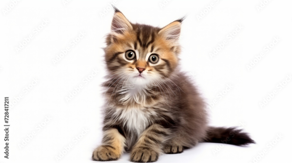 Cute cat on a white background. Copy space. Cute cat on a white background. Copy space.