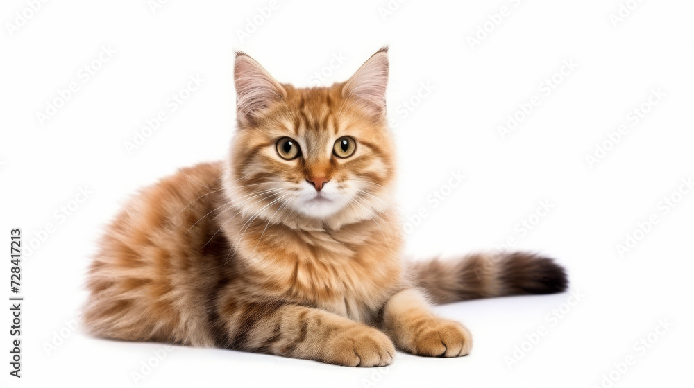 Naklejka premium Cute cat on a white background. Copy space.