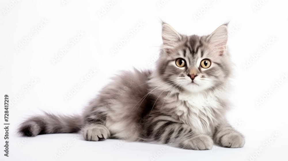 Cute cat on a white background. Copy space. Cute cat on a white background. Copy space.