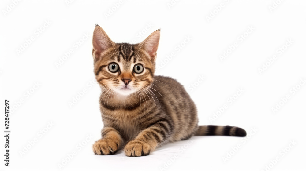 Cute cat on a white background. Copy space. Cute cat on a white background. Copy space.
