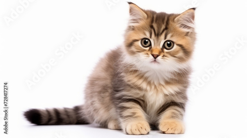 Cute cat on a white background. Copy space.