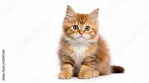 Cute cat on a white background. Copy space. © Murkemur