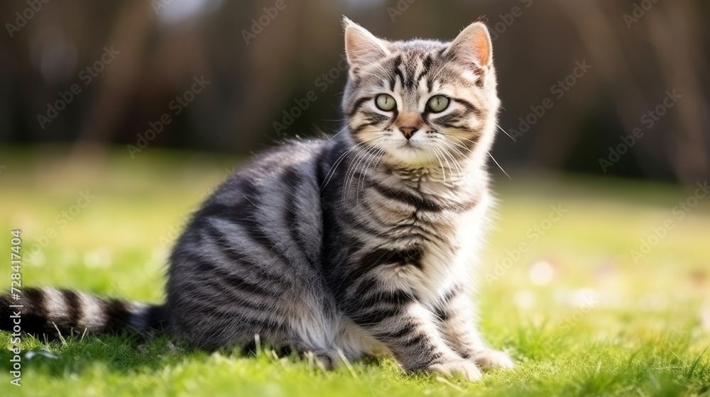 Obraz premium A cute grey cat sitting