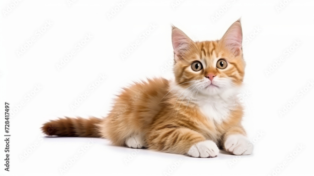 Cute cat on a white background. Copy space. Cute cat on a white background. Copy space.
