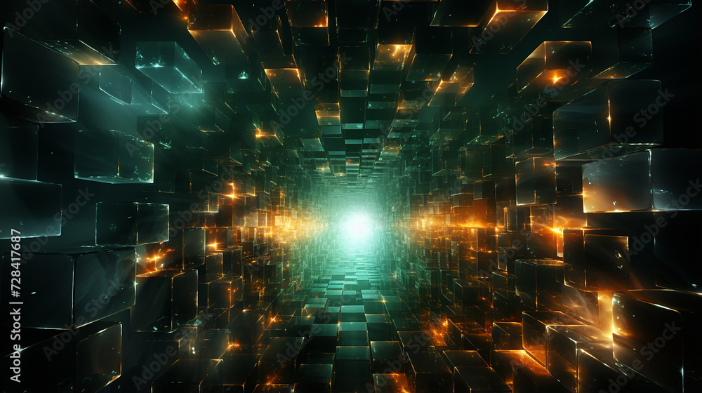Teal_Square_tunnel_abstract_background