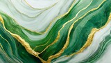 abstract trendy background white and green liquid marble waves texture with gold veins luxury background for wallpaper banner invitation website drawing in watercolor style