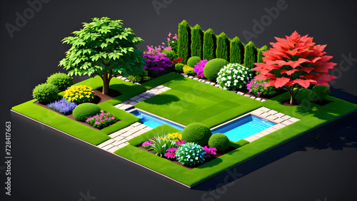  beautiful nature. garden 3d icon clipart isolated on a black background. save earth, save nature.