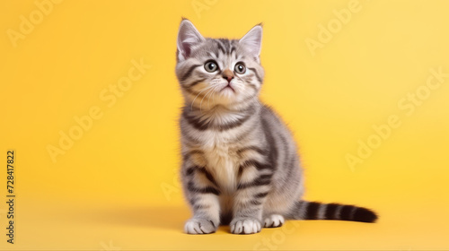 Portrait of a cat on a yellow background © NordicShieldMaidens
