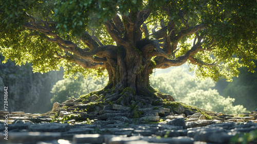 an ancient tree with roots deep as history itself. 