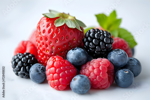 Selection of berries - strawberry, raspberry, blueberry, blackberry