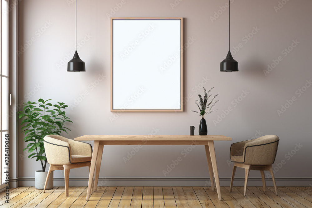 empty blank white poster mockup in the room generative by ai empty blank white poster mockup in the room generative by ai