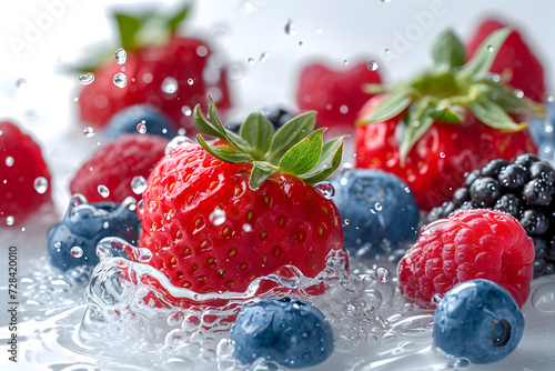 Berries with splashes of water