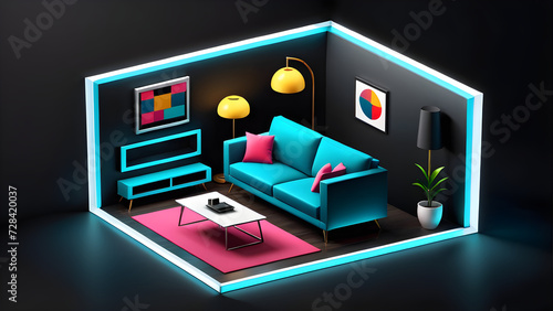 living room icon vector clipart isolated on a black background. modern living room