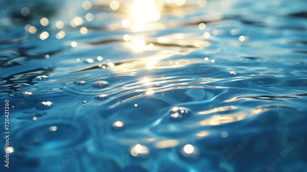 Sunlight dances on a water surface creating ripples and reflections in a serene setting - obrazy, fototapety, plakaty 