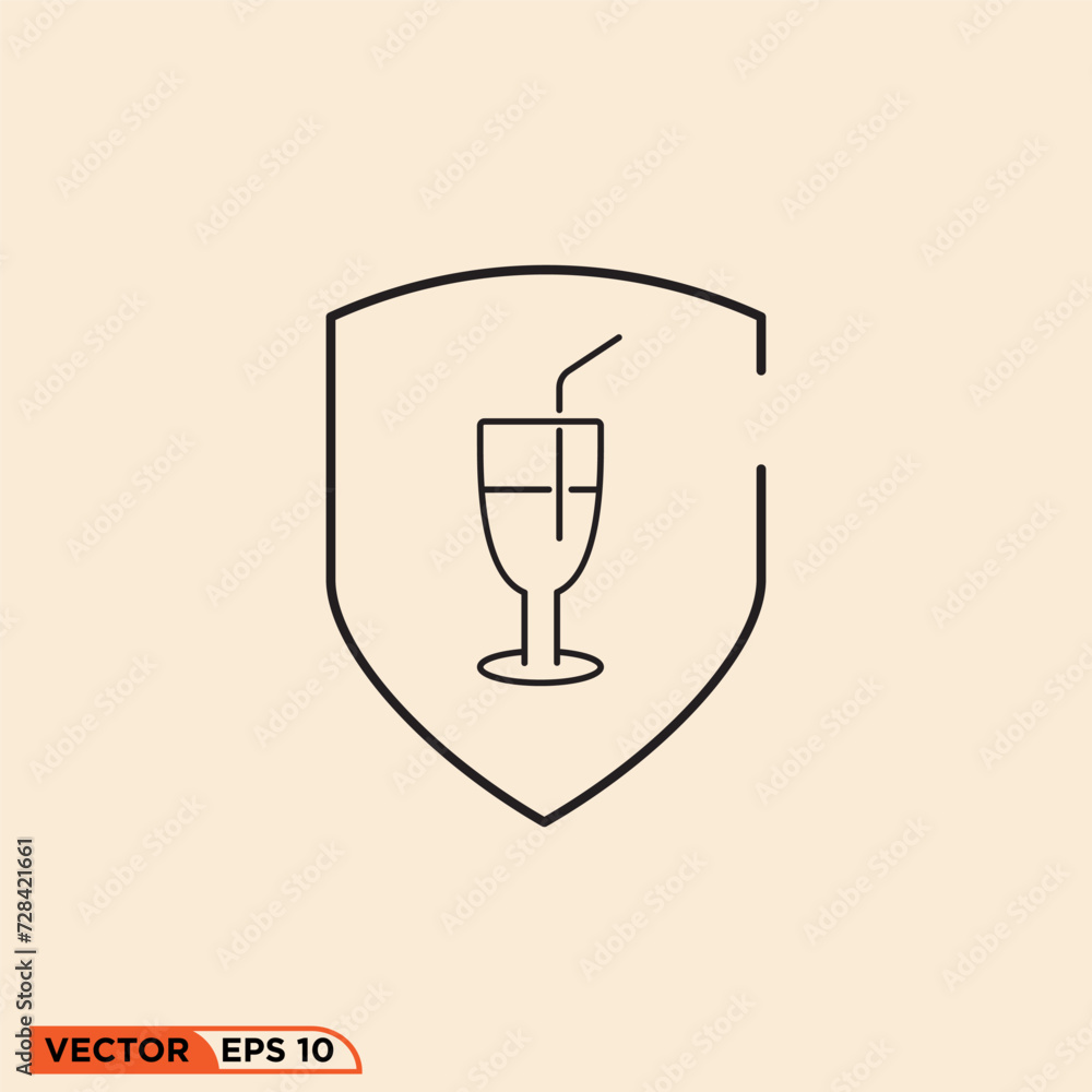 Drinking glass icon design vector graphic of template, sign and symbol, line style Drinking glass icon design vector graphic of template, sign and symbol, line style