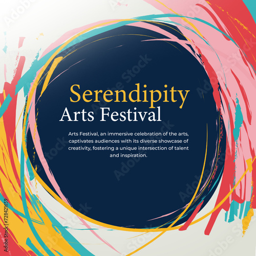 Serendipity Arts Festival Poster - Artistic Swirls: Promote the Serendipity Arts Festival with this dynamic poster featuring artistic swirls and vibrant colors