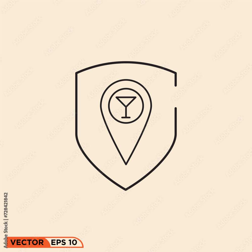Cafe mark location icon design vector graphic of template, sign and symbol, line style Cafe mark location icon design vector graphic of template, sign and symbol, line style