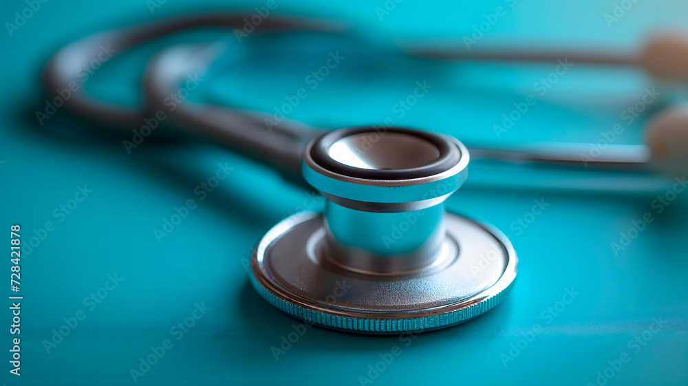 estetoscopio para diagnóstico médico sobre fondo azul de laboratorio de ciencias de la salud estetoscopio para diagnóstico médico sobre fondo azul de laboratorio de ciencias de la salud