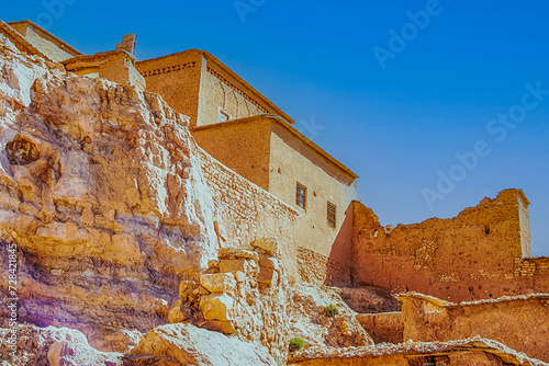 Ksar Ait Ben haddou, old Berber adobe-brick village or kasbah. Ouarzazate, Draa-Tafilalet, Morocco, North Africa.