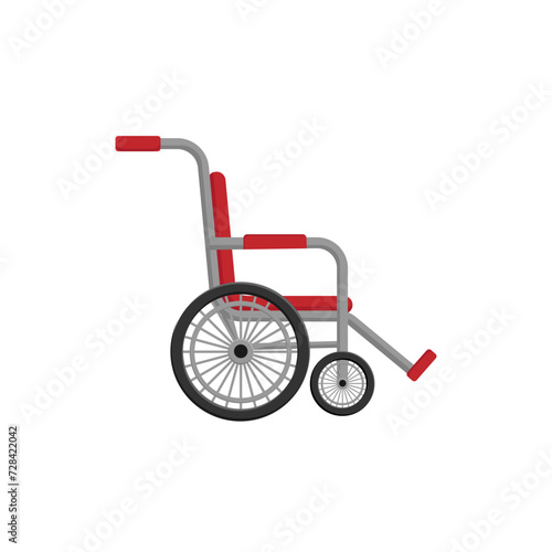 Obraz na płótnie Vector illustration isolated on white background. wheelchair in the hospital. Cartoon flat style object. Design for sign, medical service, hospital, icon w salonie