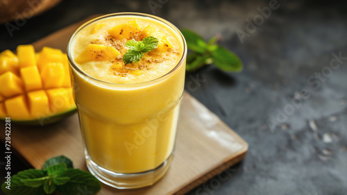 mango lassi smoothie beverage with fruit