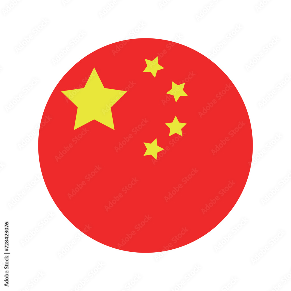 The flag of the country of China is round The flag of the country of China is round