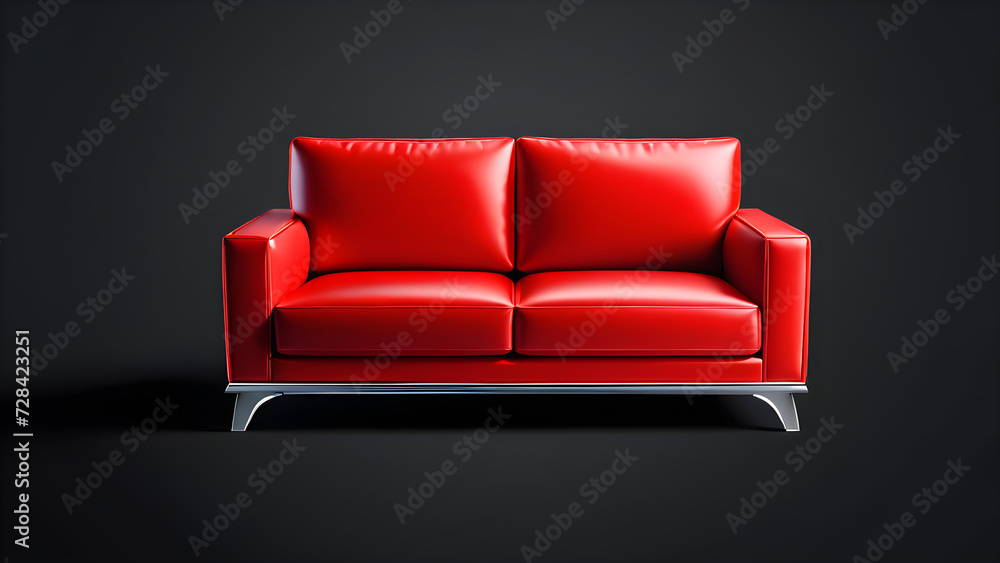 3d red sofa icon isolated on a black background. 3d red sofa icon isolated on a black background.