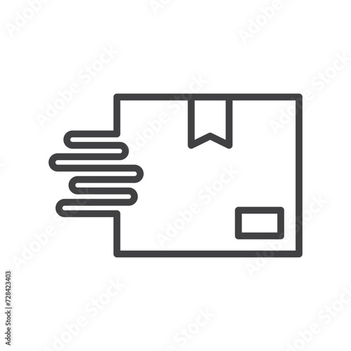 Fast moving box, fast shipping and delivery, dropshipping, speed, logo vector line art icon.