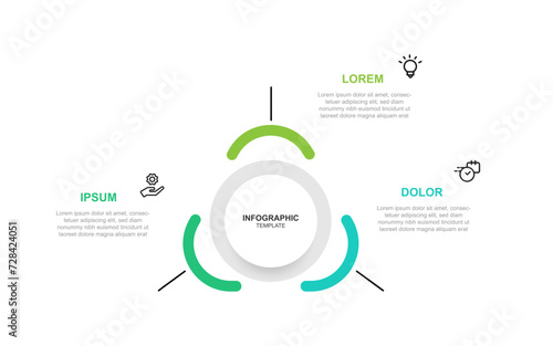 3 step line circle infographic template vector element suitable for web presentation and business information