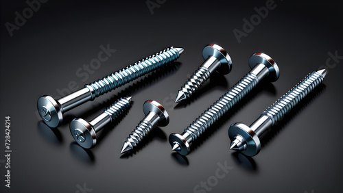 3d screws on black background isolated on black background