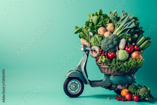 Riding on a scooter made of fruits and vegetables, this vegan nutritionist promotes local produce as a sustainable and healthy mode of transport photo