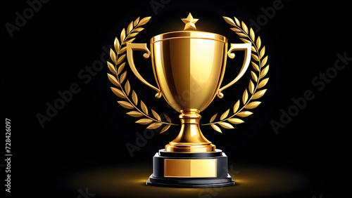 golden trophy for achievements icon vector clipart isolated on a black background. gold trophy cup