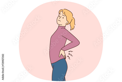 Unhealthy woman stretch suffer from backache