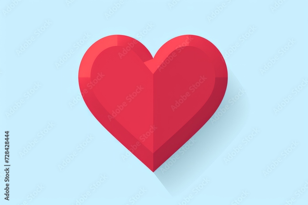 Red Paper Heart on Blue Background