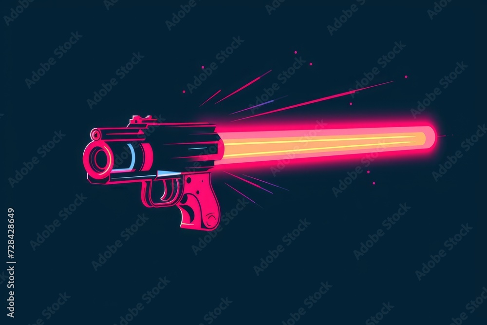 Neon Gun With Laser Beam Emitting Light Neon Gun With Laser Beam Emitting Light