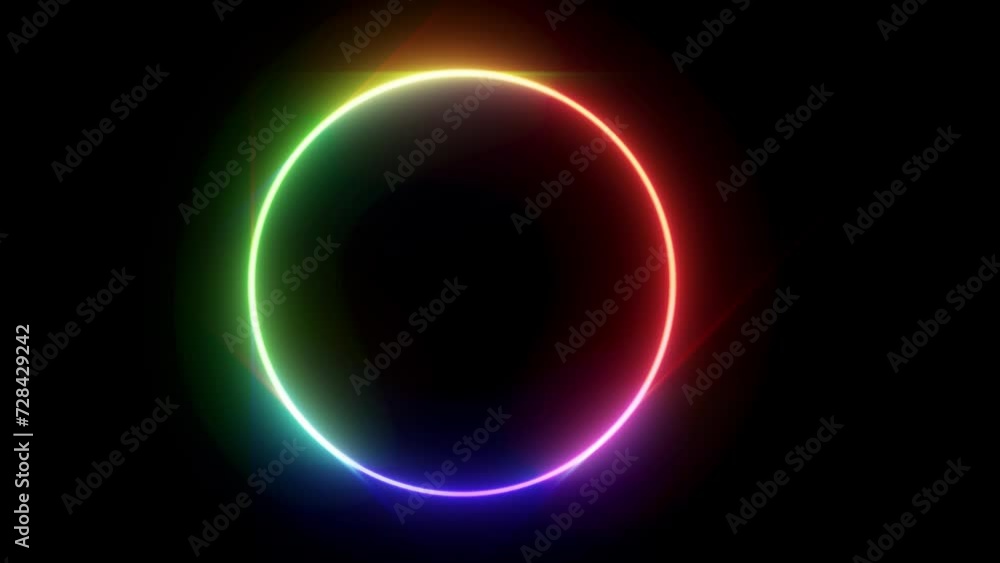 Neon light circle rainbows on black back intro able to loop endless 4k Neon light circle rainbows on black back intro able to loop endless 4k