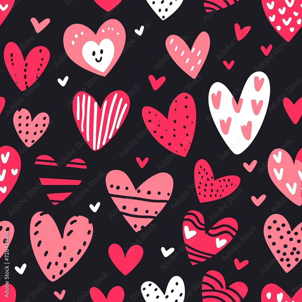 Seamless pattern: cute hearts, valentine's day. Generated ai Seamless pattern: cute hearts, valentine's day. Generated ai
