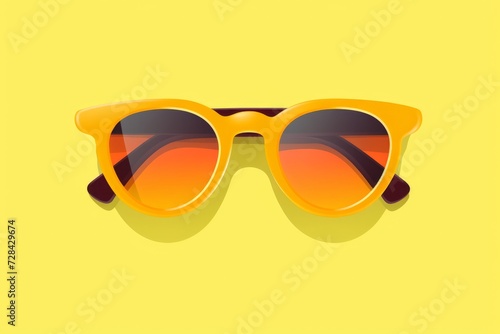 Pair of Sunglasses on Yellow Background