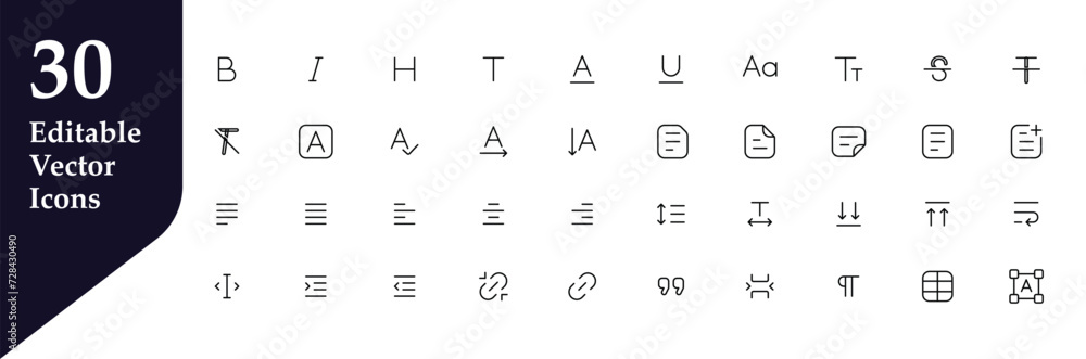 Editor icon set. Get these awesome material editable icon set.