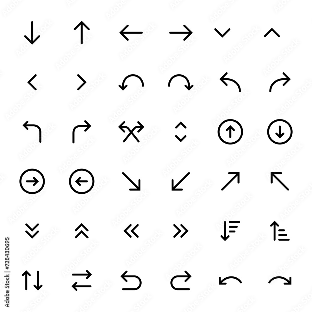 Arrows set. Arrow for the website and app. Line with Editable stroke. Arrows set. Arrow for the website and app. Line with Editable stroke.