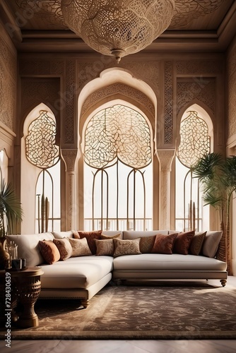 Beautiful Arabic interiors for villa generative ai