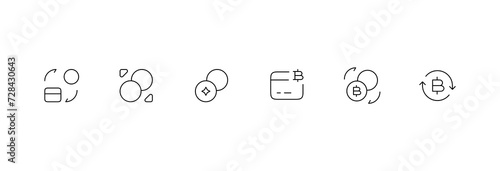 Cryptocurrency Icon Set, Monoline concept. Editable veector