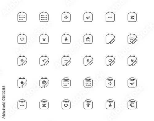 Set of documents thin line icons. Contains icons as contract, certificate, attachment, invoice, deed of sale and more. Editable vector stroke.